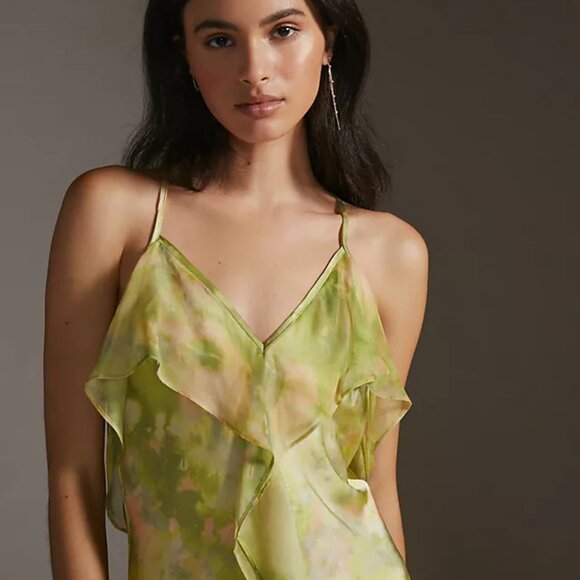 MISA Los Angeles | Chartreuse Asymmetrical Hem Maxi Dress | NWT - Picture 4 of 11